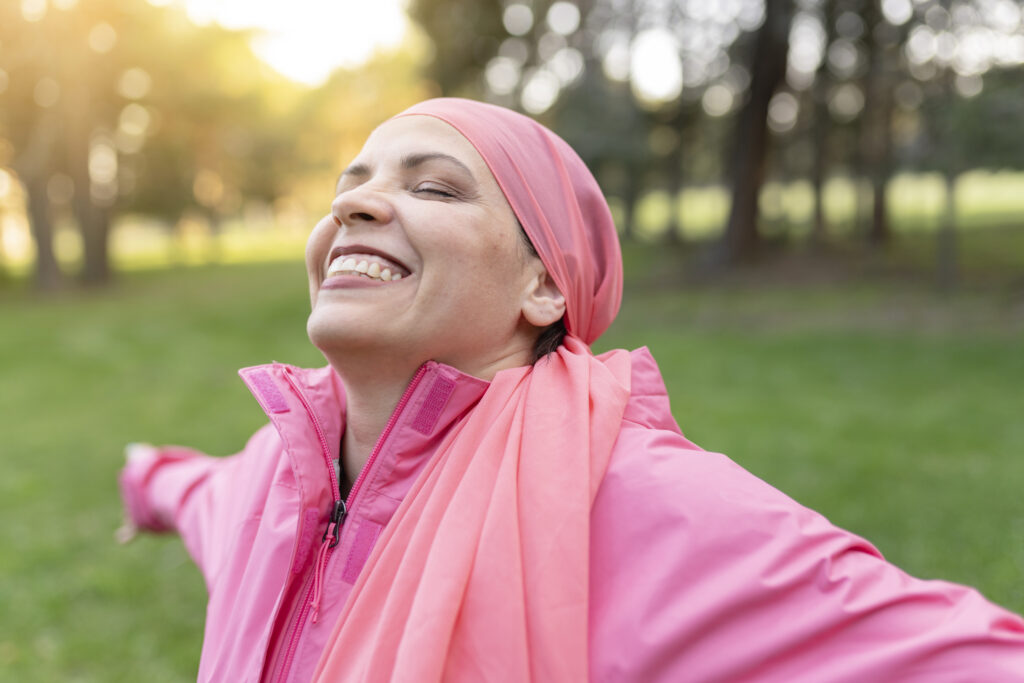 Happy women who is in remission from cancer.